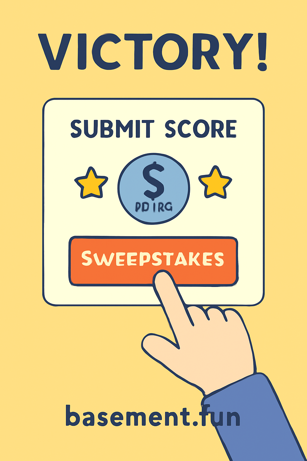 Victory screen submitting S-rank score for sweepstakes on basement.fun