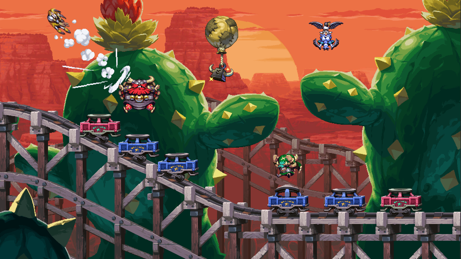 Vikings on Trampolines pixel art game