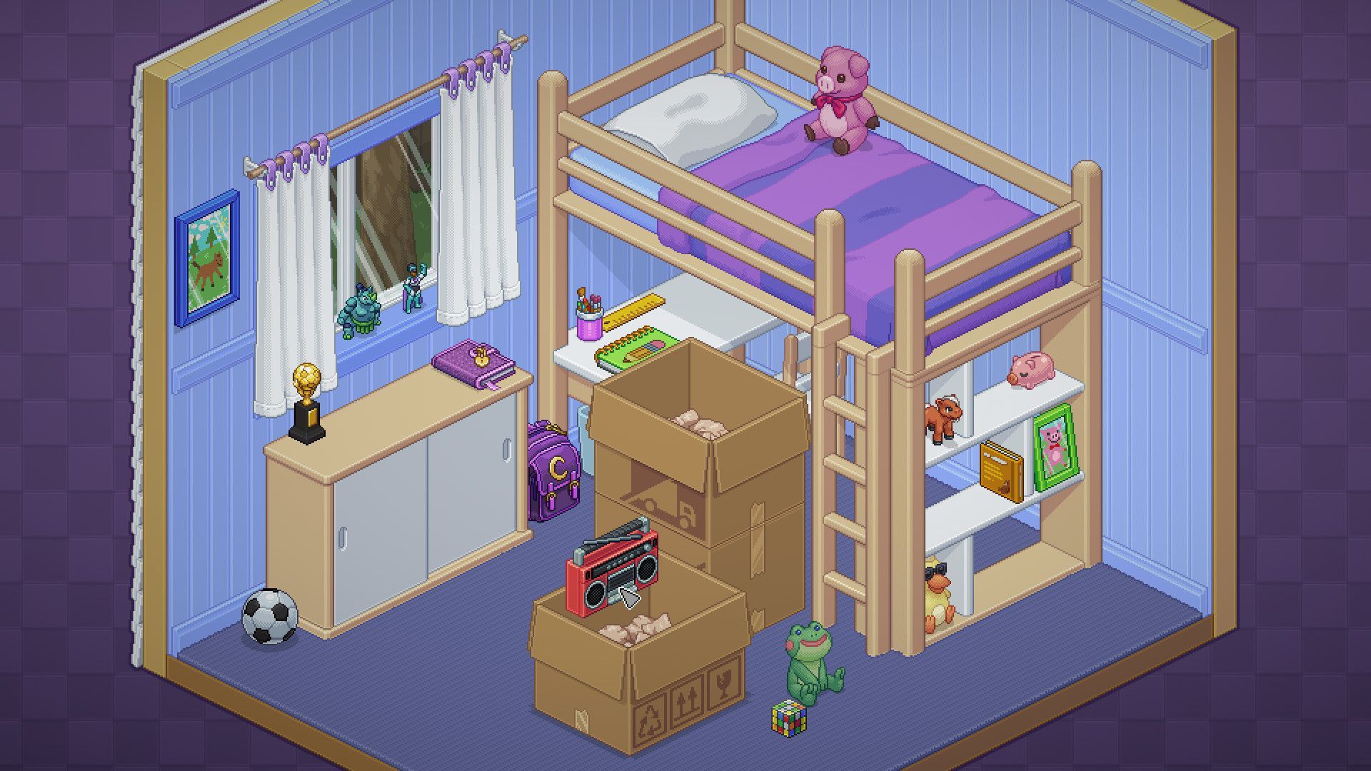 Unpacking game cozy scene