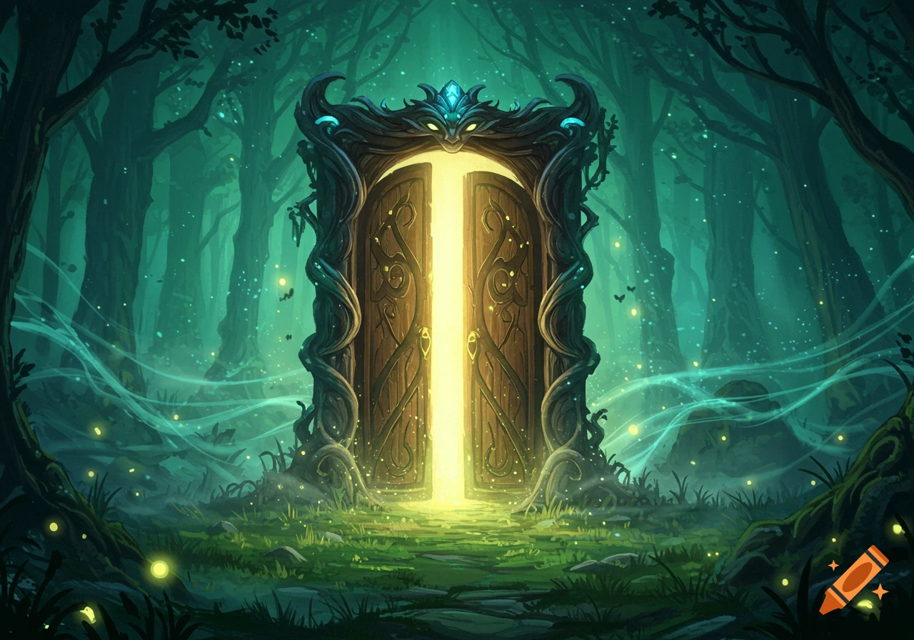 crystal fountain door enchanted forest