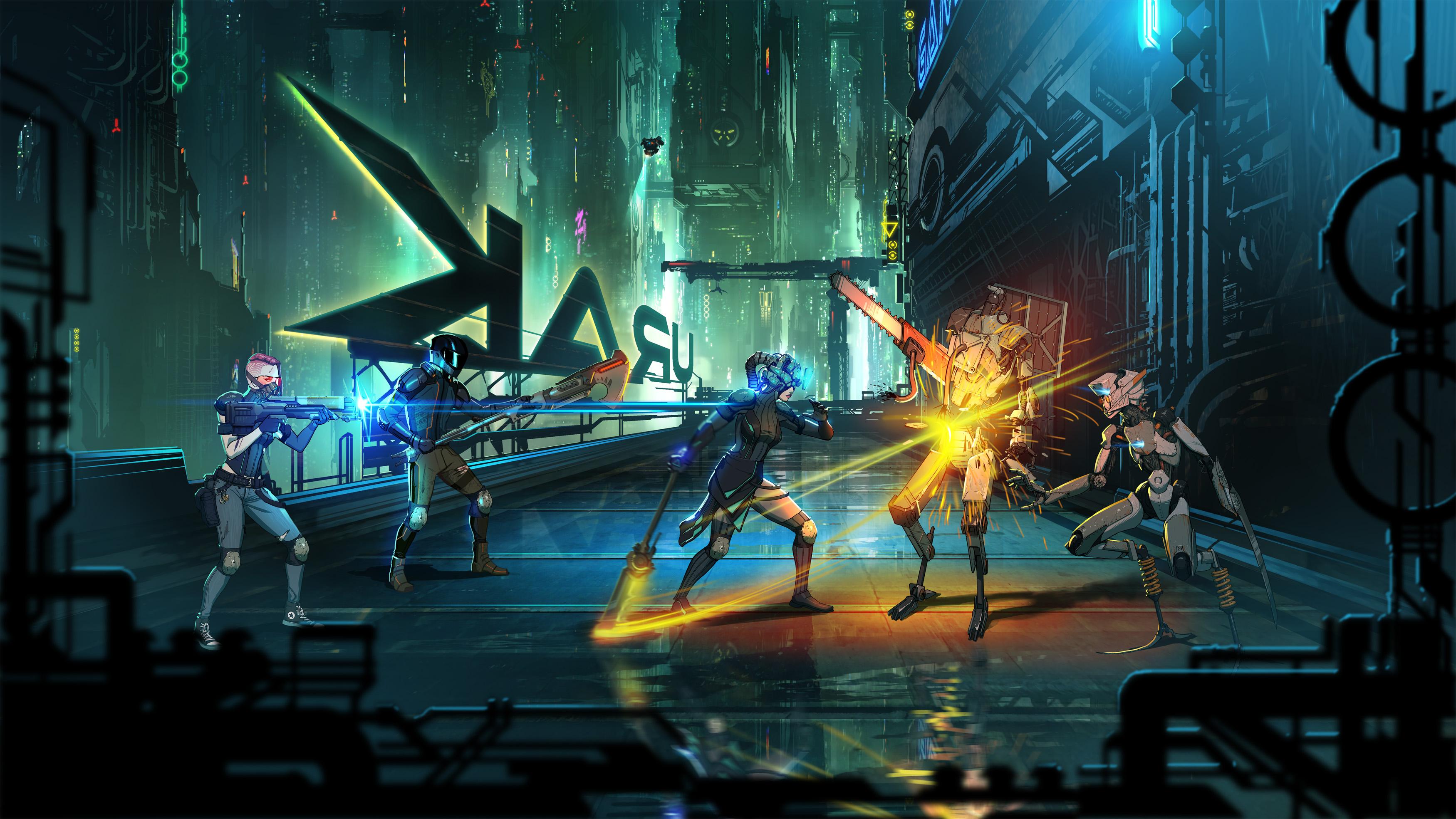 Neon Synthesis game cyberpunk art